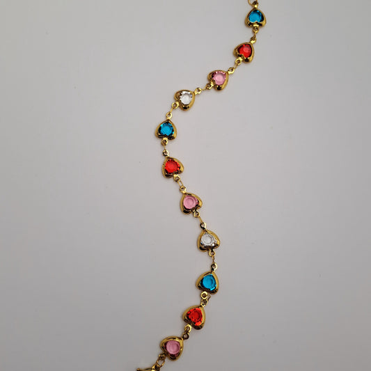 Gold plated stainless steel bracelet , heart shape design, waterproof