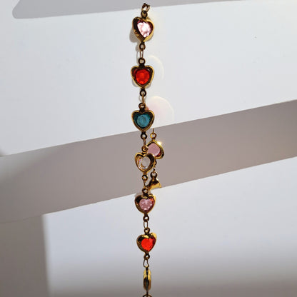 Gold plated stainless steel bracelet , heart shape design, waterproof