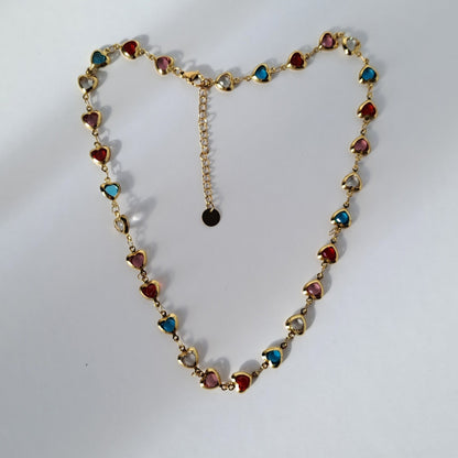 Gold plated stainless steel necklace , heart shape design, waterproof