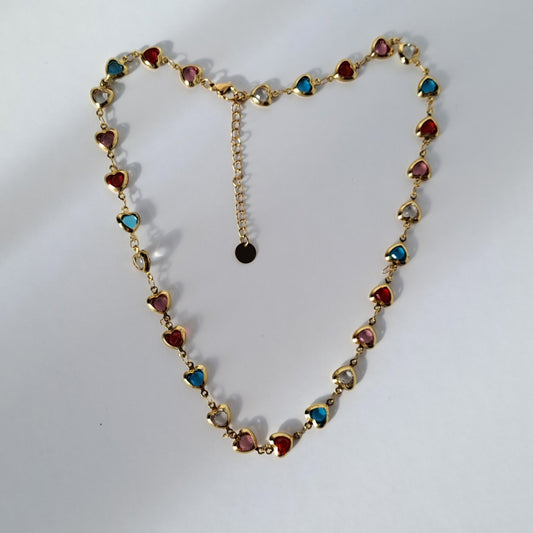 Gold plated stainless steel necklace , heart shape design, waterproof