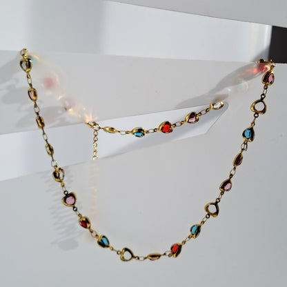 Gold plated stainless steel necklace , heart shape design, waterproof