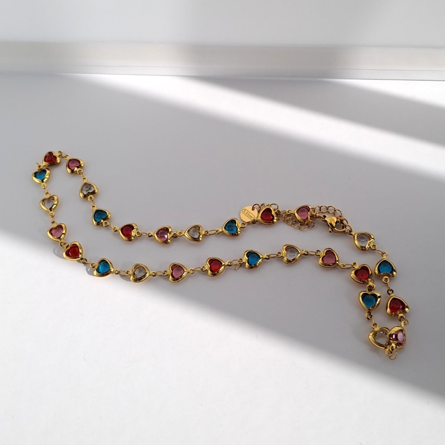 Gold plated stainless steel necklace , heart shape design, waterproof