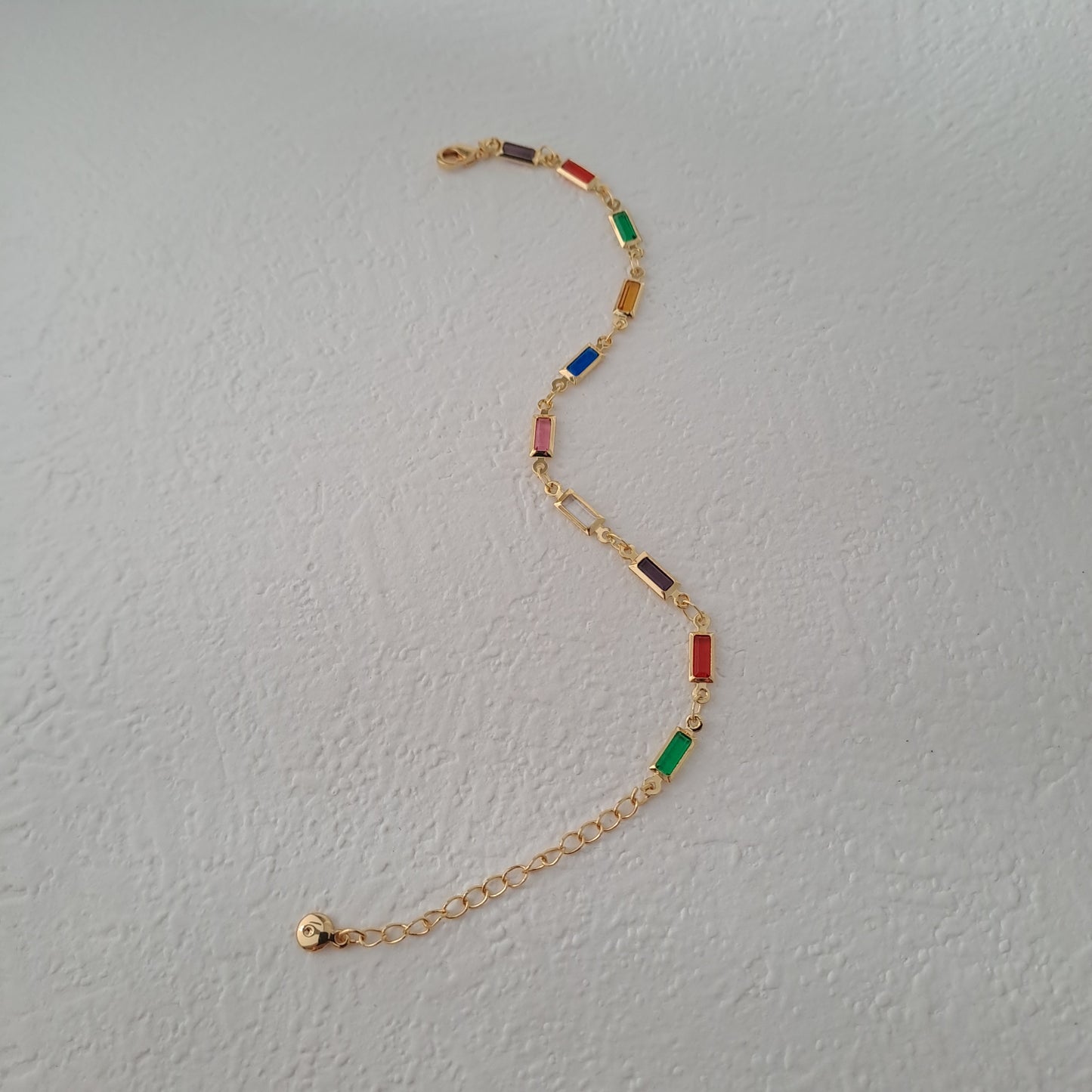 18k gold-plated bracelet/Square glass diamond