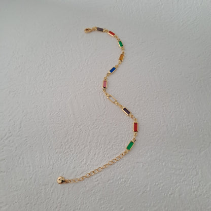 18k gold-plated bracelet/Square glass diamond