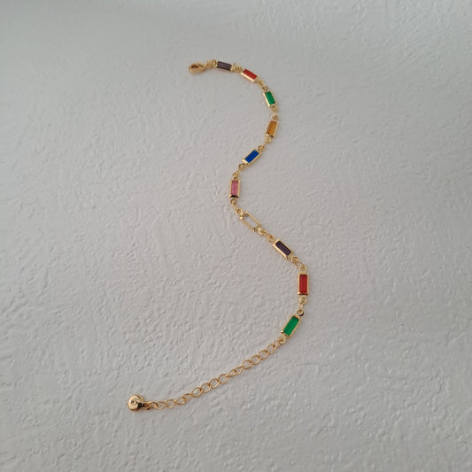 18k gold-plated bracelet/Square glass diamond