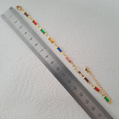 18k gold-plated bracelet/Square glass diamond