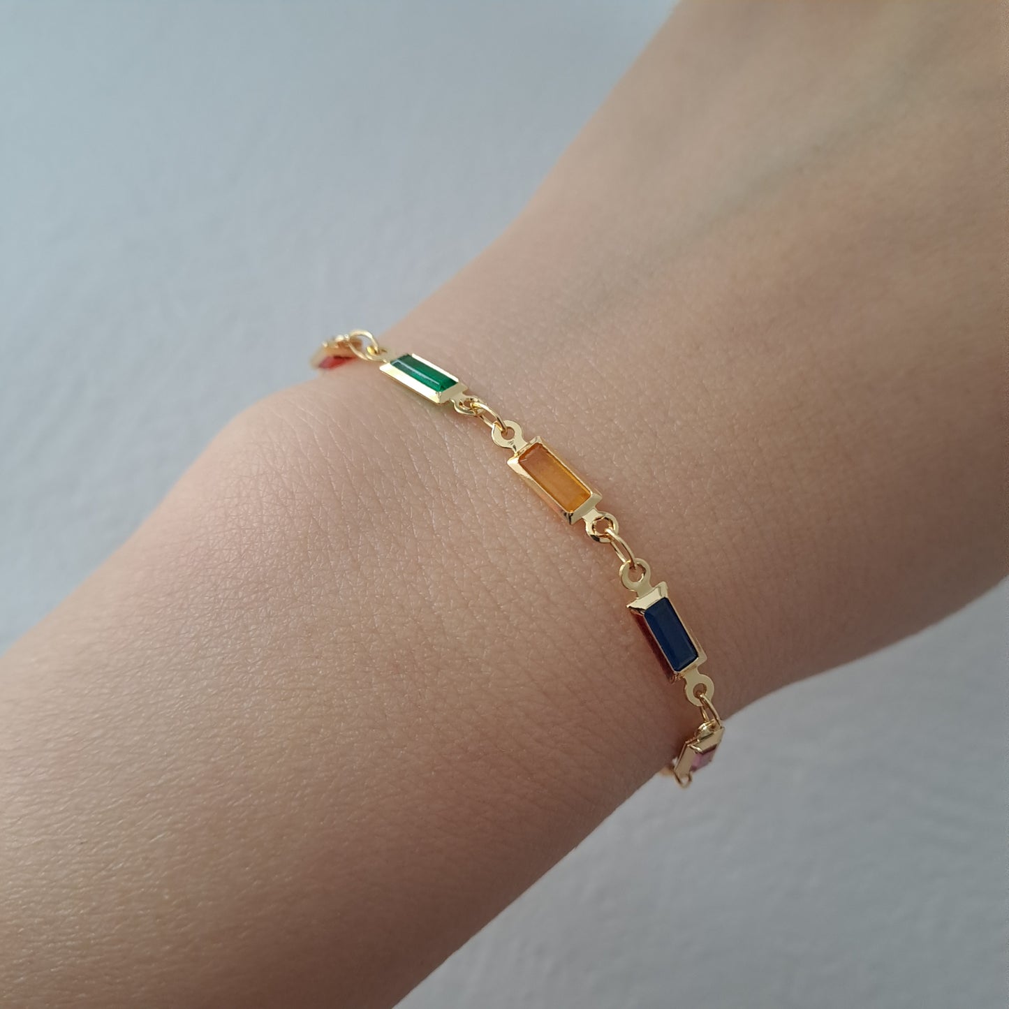 18k gold-plated bracelet/Square glass diamond