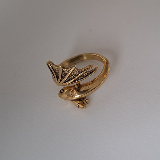 Vintage Copper Adjustable Open Ring, Dragon ring