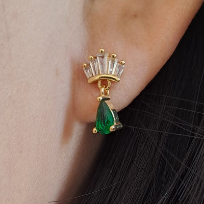 Gold-Plated Earrings with Green zircons