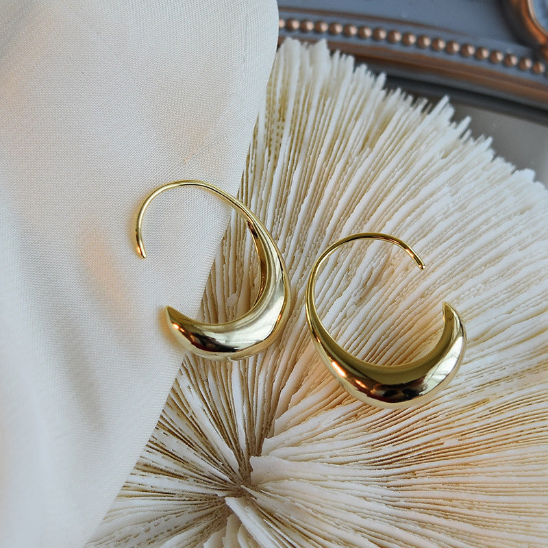 18K Gold-Plated Copper Geometric Teardrop ear hooks · Minimalist & Niche Style