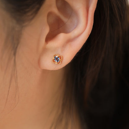 18K Gold Plated Copper Stud Earrings with AAA+ Cubic Zirconia