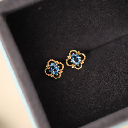 18K Gold Plated Copper Stud Earrings with AAA+ Cubic Zirconia