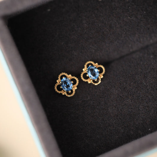 18K Gold Plated Copper Stud Earrings with AAA+ Cubic Zirconia