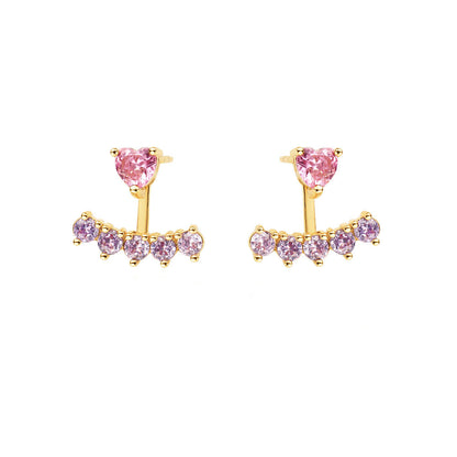 Gold-Plated Heart stud with AAA+ pink and purple zircons