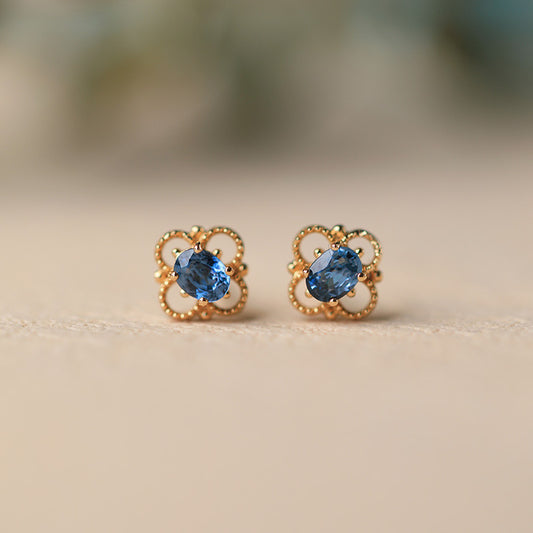 18K Gold Plated Copper Stud Earrings with AAA+ Cubic Zirconia