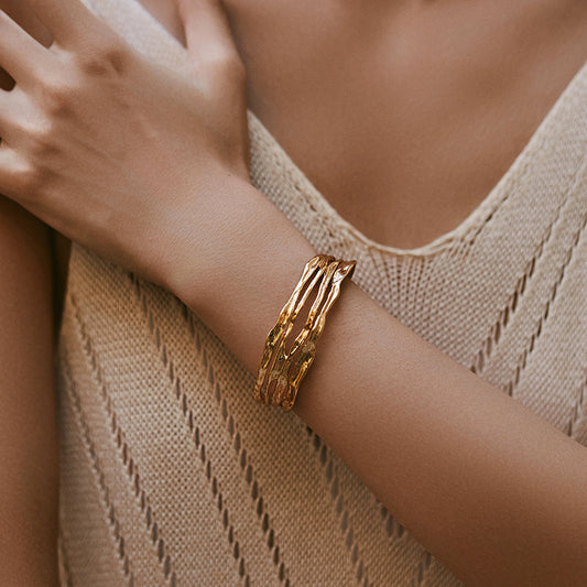 Real gold electroplating bracelet/ stacking business chic retro bracelet