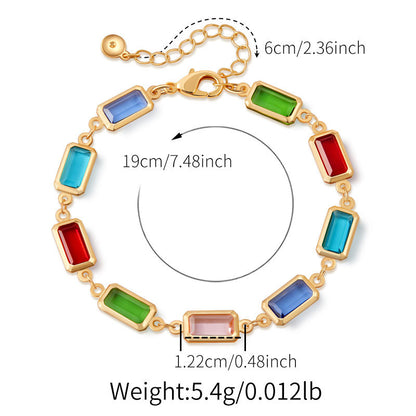 18k gold-plated crystal bracelet/Square glass diamond