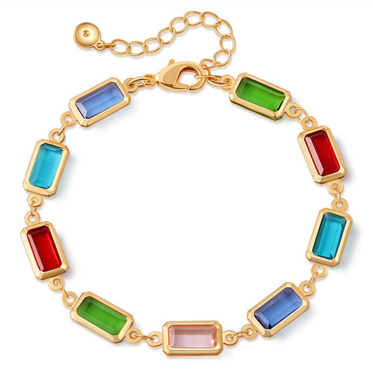 18k gold-plated crystal bracelet/Square glass diamond