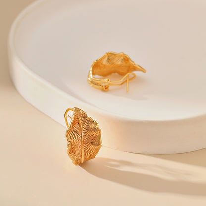 18K Gold Plated Leaf Ear Cuffs – Vintage Minimalist Earrings