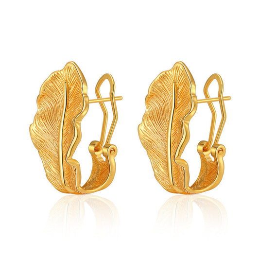 18K Gold Plated Leaf Ear Cuffs – Vintage Minimalist Earrings