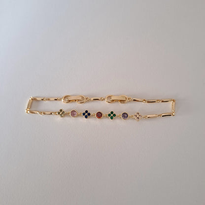 18k gold-plated brass bracelet embedded with AAA+zircons