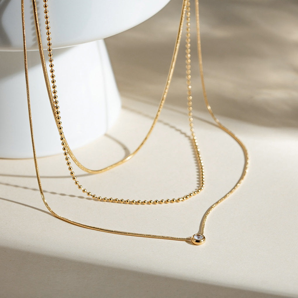 Gold-plated stainless steel necklace, waterproof and sweat-resistant