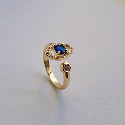 18k gold plated brass open ring /eye design