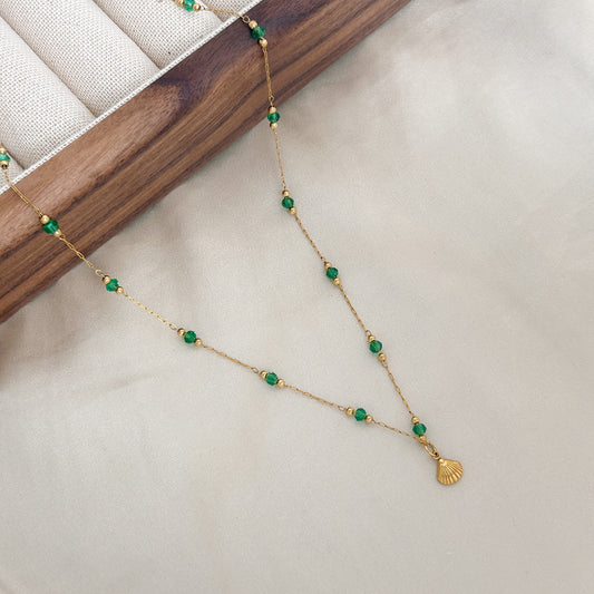 Summer New Emerald Green Crystal Stone Necklace for Women