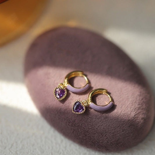 Sweet Purple Heart Earrings