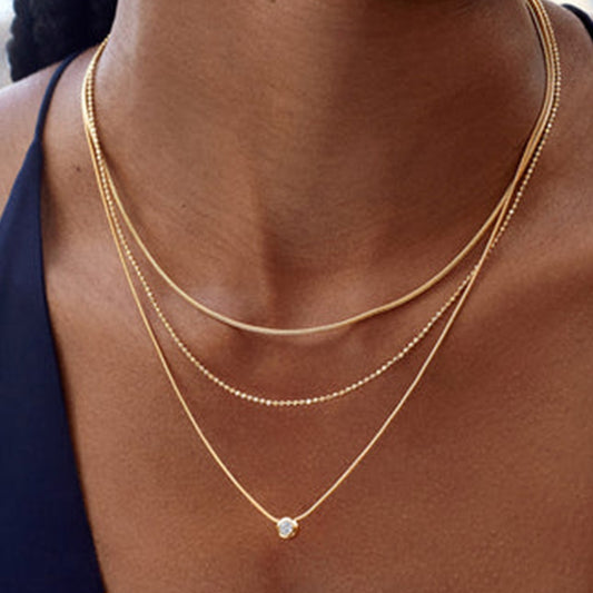 Gold-plated stainless steel necklace, waterproof and sweat-resistant