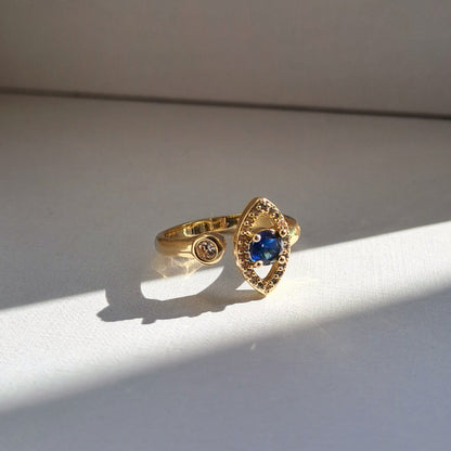 18k gold plated brass open ring /eye design