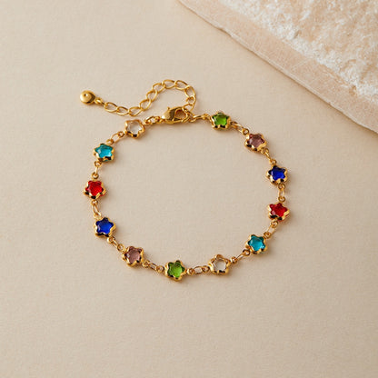 18k gold-plated crystal bracelet/flower glass diamond