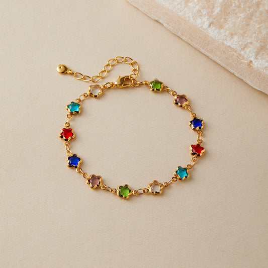 18k gold-plated crystal bracelet/flower glass diamond