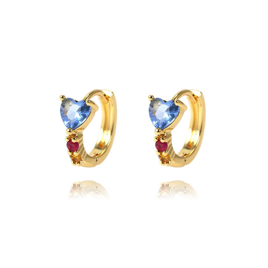 18K gold-plated copper earrings set with blue tanzanite sapphires