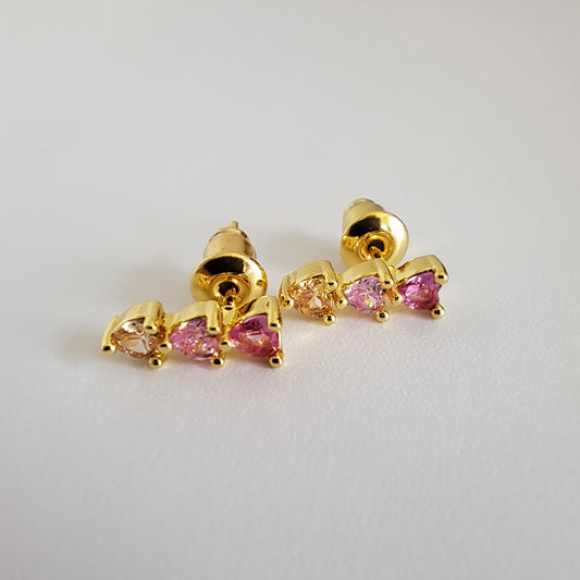 Mini Dainty Heart Drop Earrings – 18K Gold Plated Sweet Copper Earrings