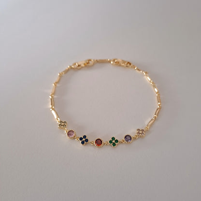 18k gold-plated brass bracelet embedded with AAA+zircons