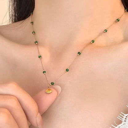 Summer New Emerald Green Crystal Stone Necklace for Women