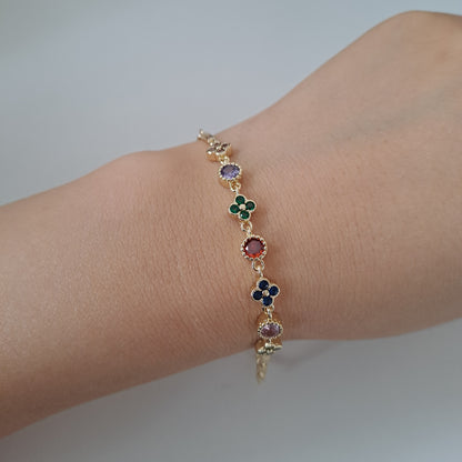 18k gold-plated brass bracelet embedded with AAA+zircons