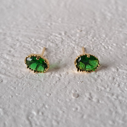 Gold-Plated Earrings with Green zircons