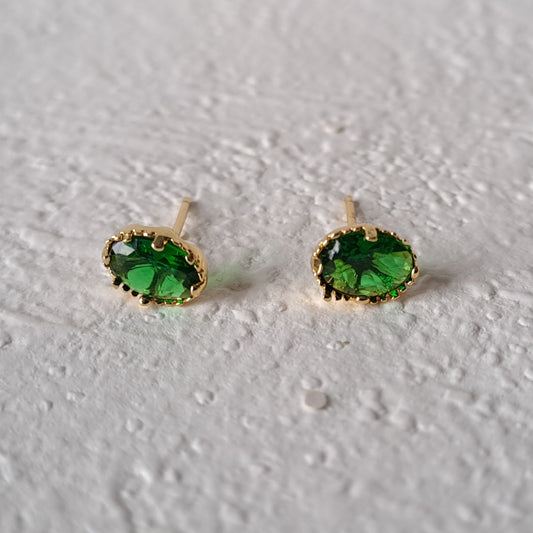 Gold-Plated Earrings with Green zircons