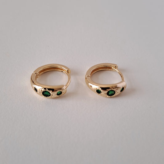 18K gold-plated copper earrings with green zircon stones