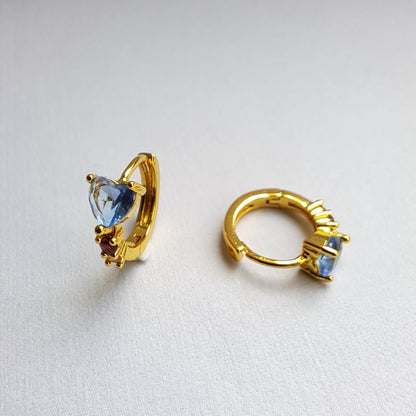 18K gold-plated copper earrings set with blue tanzanite sapphires