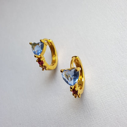 18K gold-plated copper earrings set with blue tanzanite sapphires