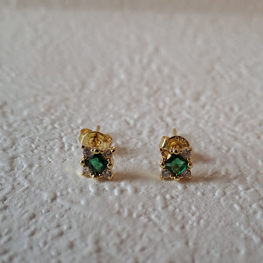 Gold-Plated Earrings with Green zircons
