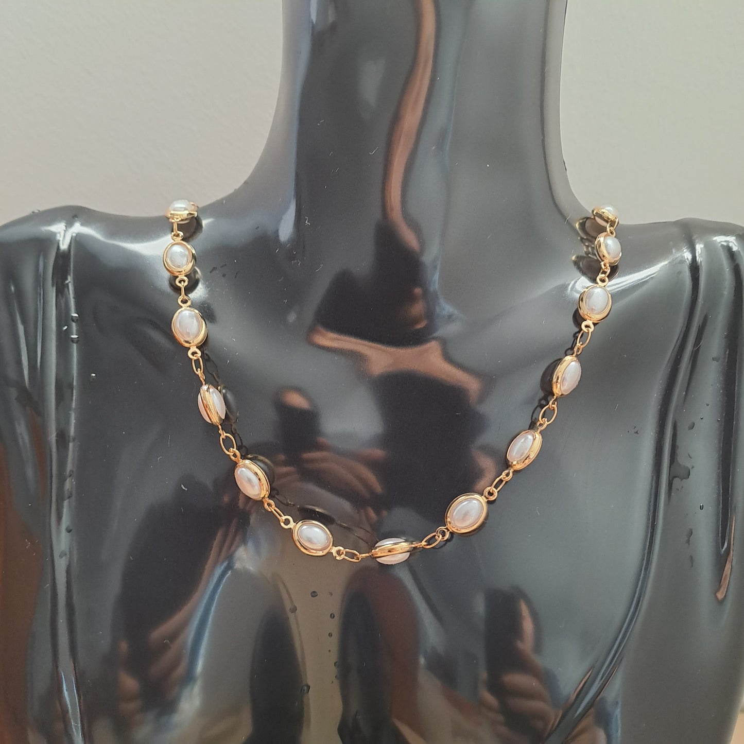18k gold-plated necklace with pearls
