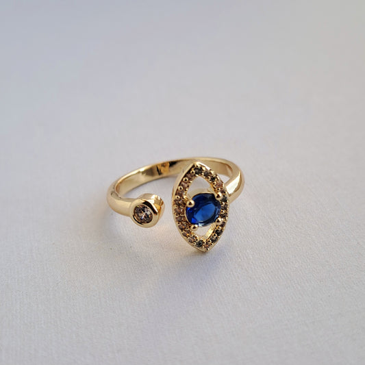 18k gold plated brass open ring /eye design