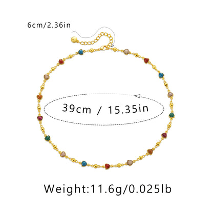 Colorful Enamel Heart Necklace | 18K Gold-Plated | Adjustable