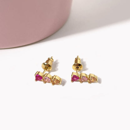 Mini Dainty Heart Drop Earrings – 18K Gold Plated Sweet Copper Earrings
