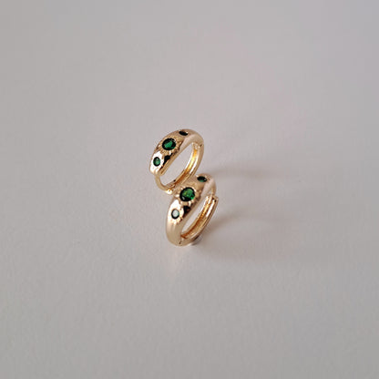 18K gold-plated copper earrings with green zircon stones