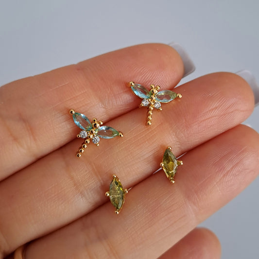 4 set 14k Gold-Plated Stud Earrings
